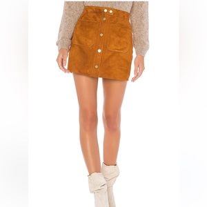 FRAME Patch Pocket Suede Skirt